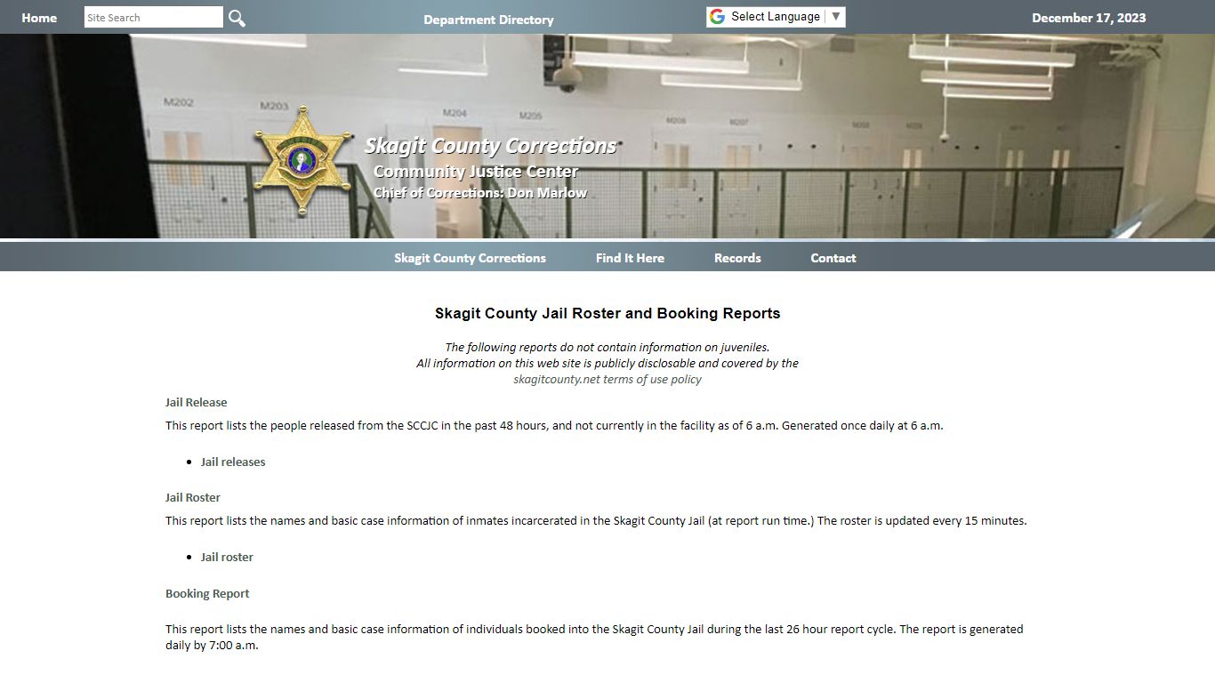 Skagit County Jail Roster and Booking Reports - Skagit County, Washington